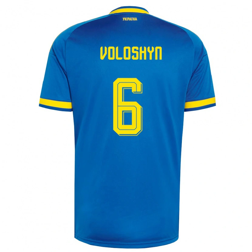 Danxen Niño Camiseta Ucrania Nazar Voloshyn #6 Azul Amarillo Marino 2ª Equipación 26-28 La Camisa