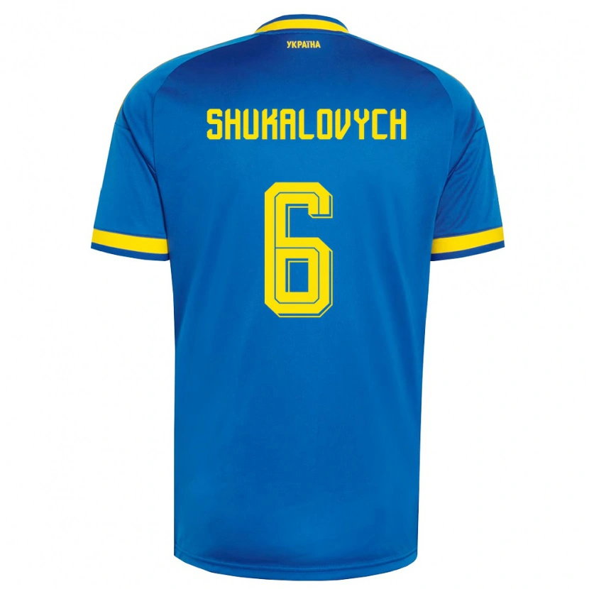 Danxen Niño Camiseta Ucrania Stanislav Shukalovych #6 Azul Amarillo Marino 2ª Equipación 26-28 La Camisa