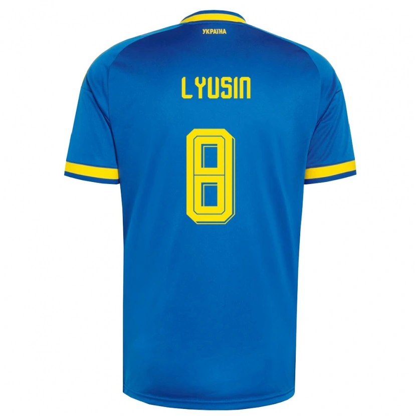Danxen Niño Camiseta Ucrania Pavlo Lyusin #8 Azul Amarillo Marino 2ª Equipación 26-28 La Camisa