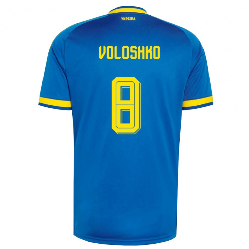 Danxen Niño Camiseta Ucrania Yevgeniy Voloshko #8 Azul Amarillo Marino 2ª Equipación 26-28 La Camisa