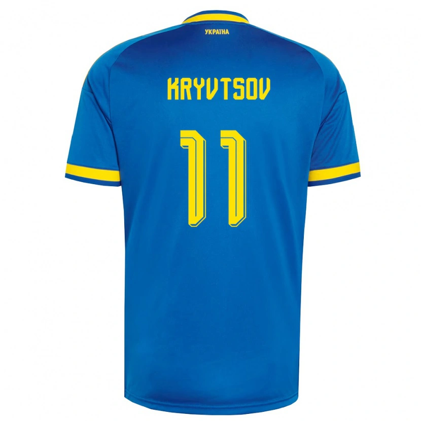 Danxen Niño Camiseta Ucrania Nikita Kryvtsov #11 Azul Amarillo Marino 2ª Equipación 26-28 La Camisa