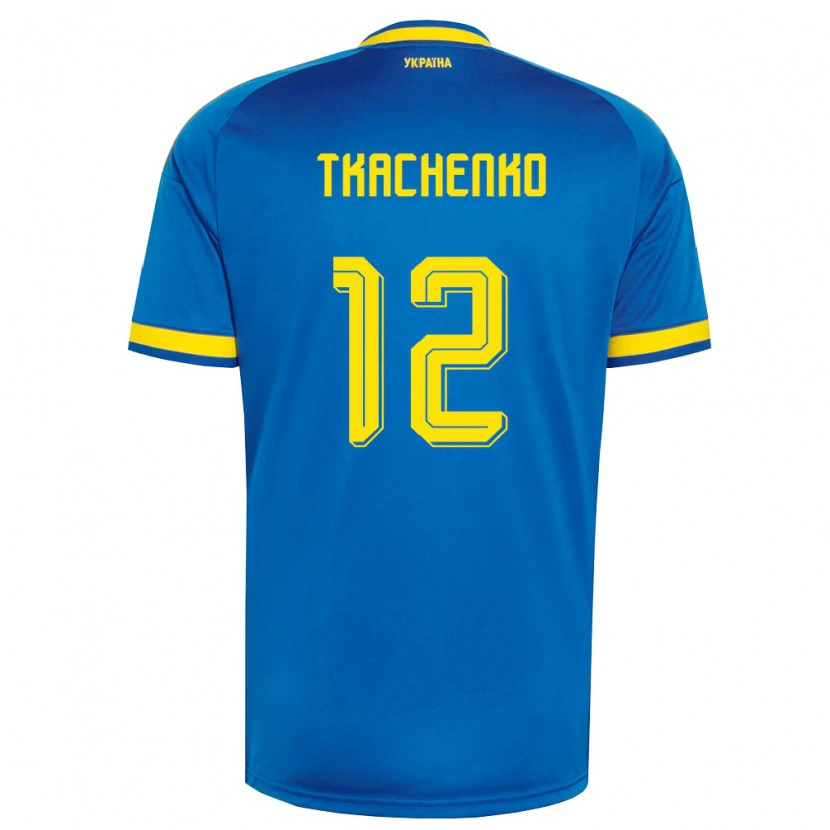 Danxen Niño Camiseta Ucrania Fedir Tkachenko #12 Azul Amarillo Marino 2ª Equipación 26-28 La Camisa