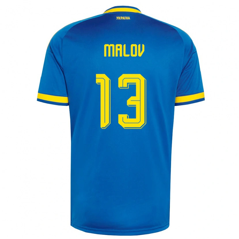 Danxen Niño Camiseta Ucrania Danylo Malov #13 Azul Amarillo Marino 2ª Equipación 26-28 La Camisa