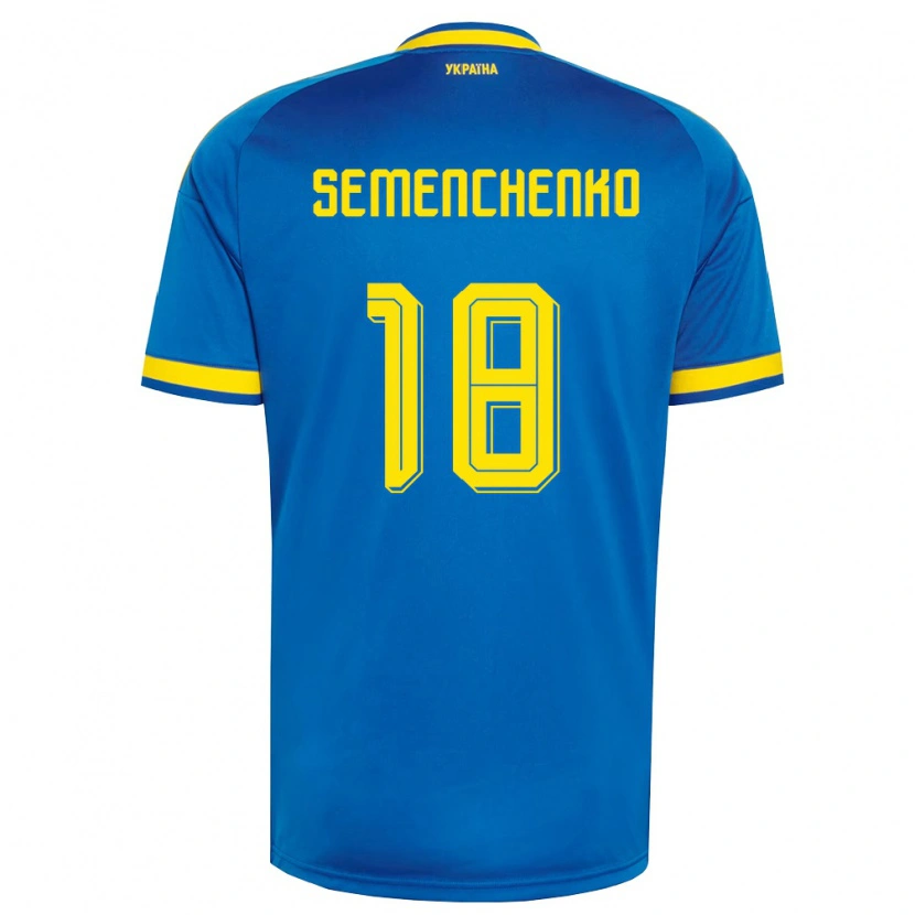 Danxen Niño Camiseta Ucrania Arseniy Semenchenko #18 Azul Amarillo Marino 2ª Equipación 26-28 La Camisa