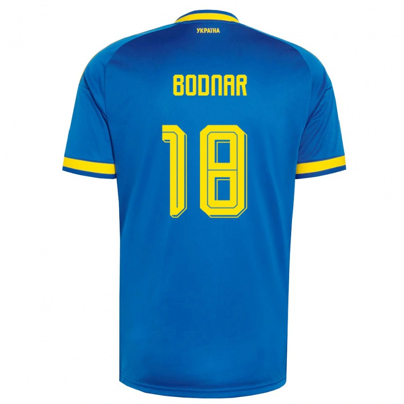 Danxen Niño Camiseta Ucrania Matviy Bodnar #18 Azul Amarillo Marino 2ª Equipación 26-28 La Camisa