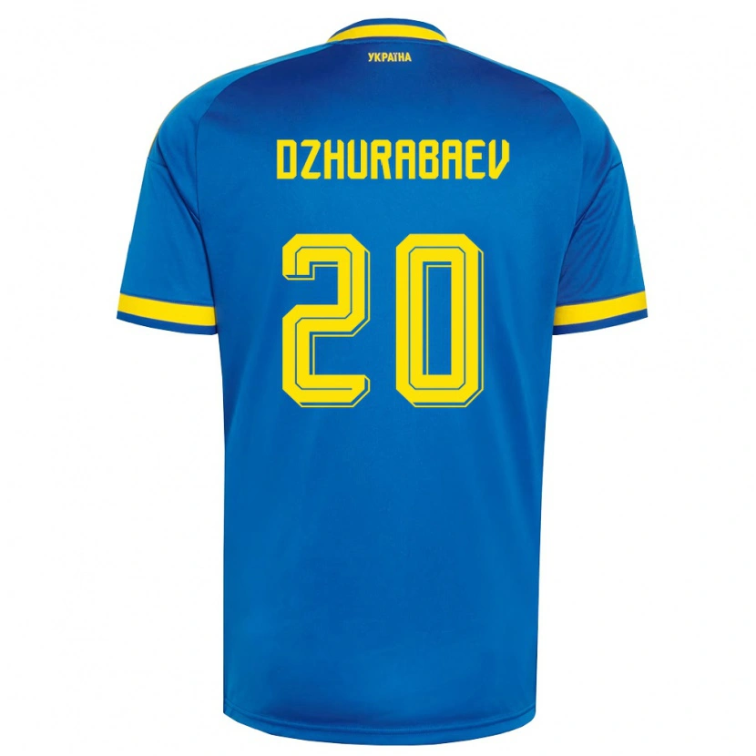 Danxen Niño Camiseta Ucrania Mukhammad Dzhurabaev #20 Azul Amarillo Marino 2ª Equipación 26-28 La Camisa