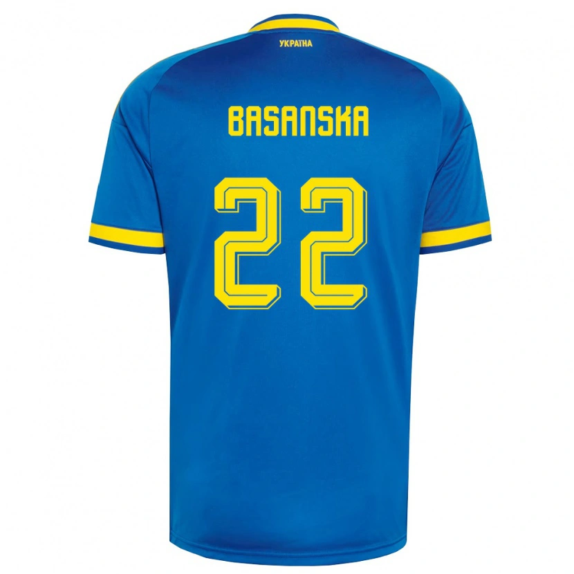 Danxen Niño Camiseta Ucrania Olga Basanska #22 Azul Amarillo Marino 2ª Equipación 26-28 La Camisa