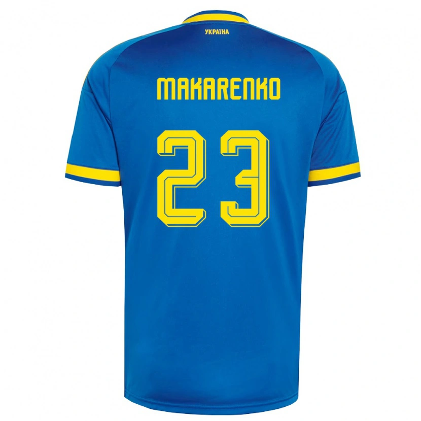 Danxen Niño Camiseta Ucrania Nazar Makarenko #23 Azul Amarillo Marino 2ª Equipación 26-28 La Camisa