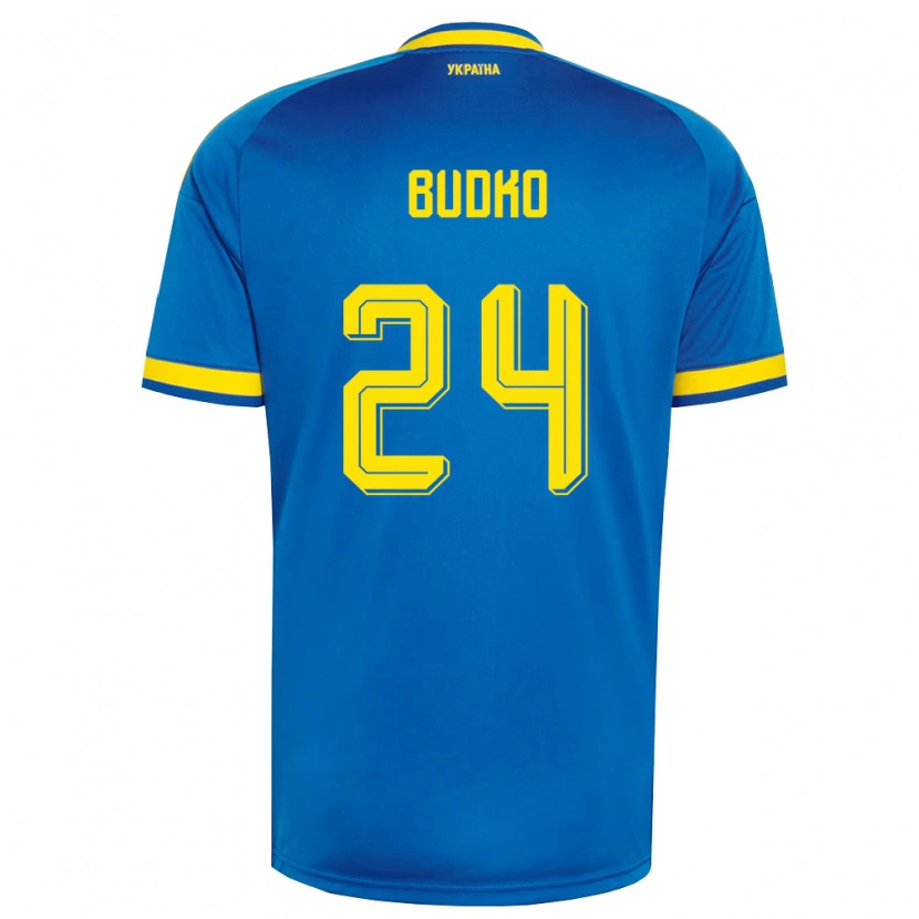 Danxen Niño Camiseta Ucrania Bogdan Budko #24 Azul Amarillo Marino 2ª Equipación 26-28 La Camisa