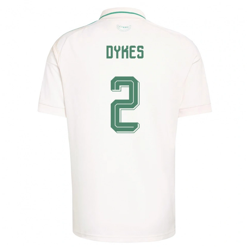 Danxen Niño Camiseta Gales Loren Dykes #2 Blanco Marrón Verde 2ª Equipación 26-28 La Camisa
