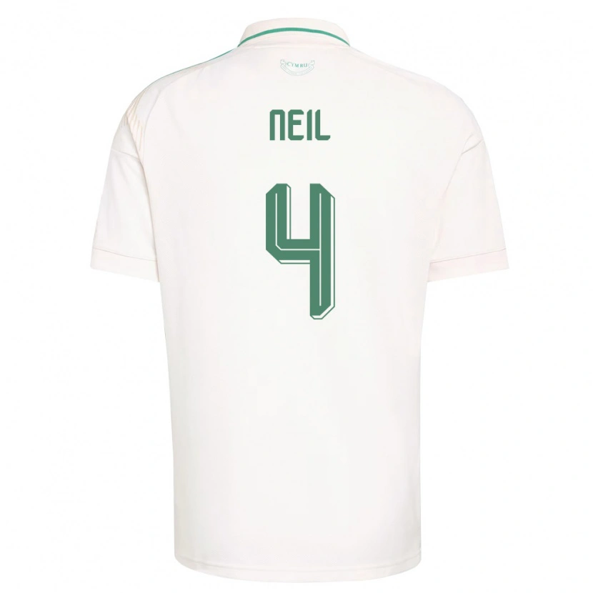 Danxen Niño Camiseta Gales Marlie Neil #4 Blanco Marrón Verde 2ª Equipación 26-28 La Camisa