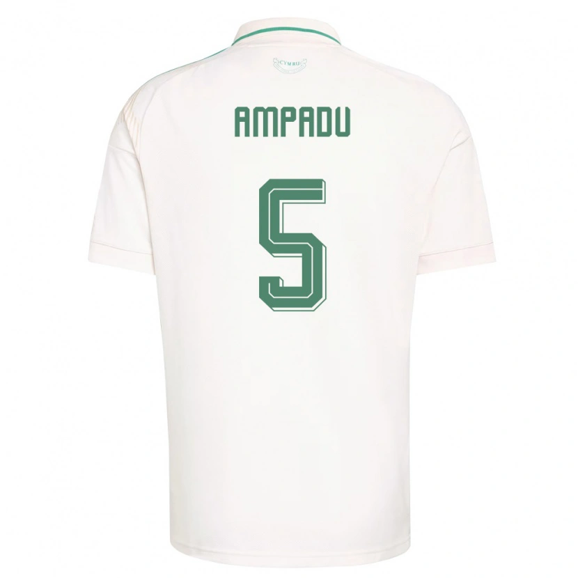 Danxen Niño Camiseta Gales Ethan Ampadu #5 Blanco Marrón Verde 2ª Equipación 26-28 La Camisa