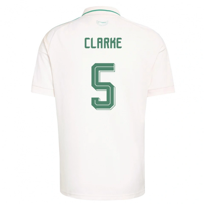 Danxen Niño Camiseta Gales Brayden Clarke #5 Blanco Marrón Verde 2ª Equipación 26-28 La Camisa