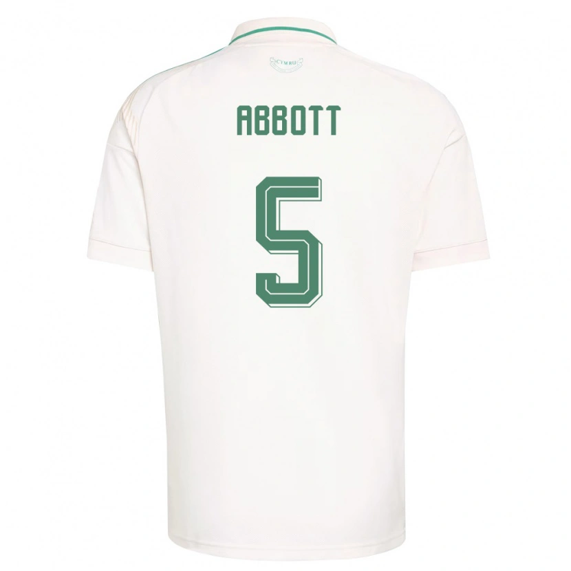 Danxen Niño Camiseta Gales George Abbott #5 Blanco Marrón Verde 2ª Equipación 26-28 La Camisa