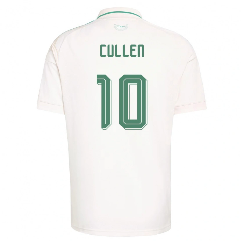 Danxen Niño Camiseta Gales Liam Cullen #10 Blanco Marrón Verde 2ª Equipación 26-28 La Camisa