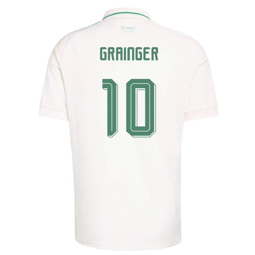 Danxen Niño Camiseta Gales William Grainger #10 Blanco Marrón Verde 2ª Equipación 26-28 La Camisa