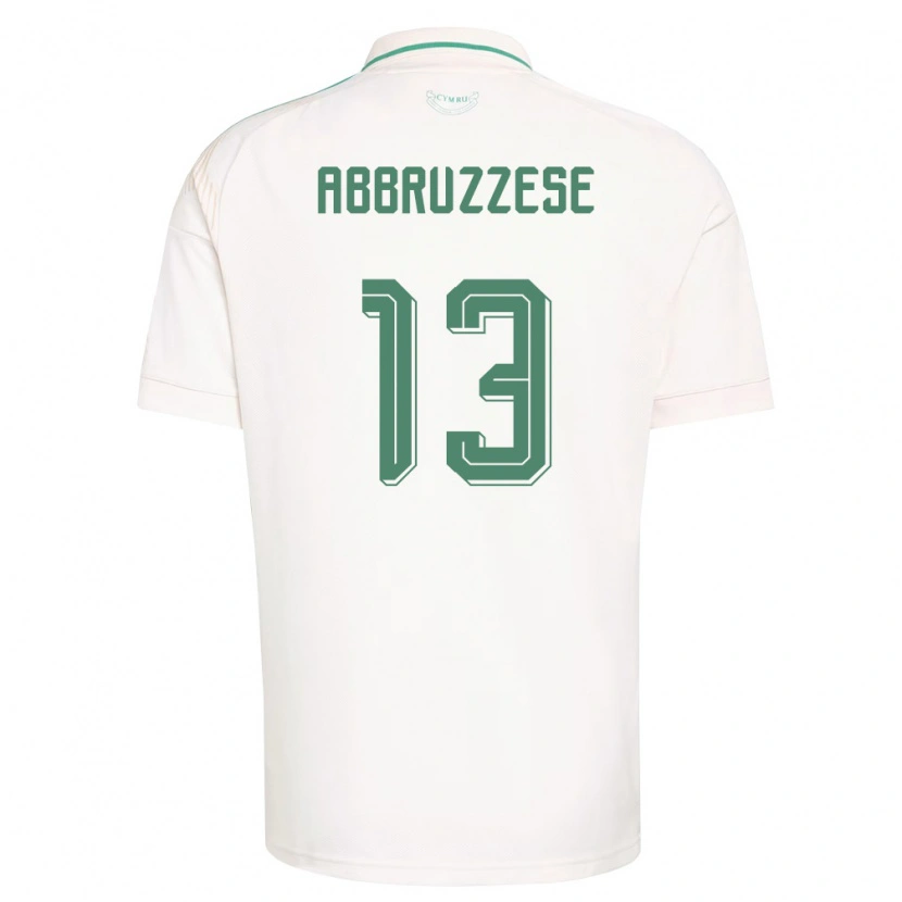 Danxen Niño Camiseta Gales Rhys Abbruzzese #13 Blanco Marrón Verde 2ª Equipación 26-28 La Camisa