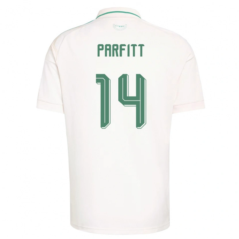 Danxen Niño Camiseta Gales T-Jay Parfitt #14 Blanco Marrón Verde 2ª Equipación 26-28 La Camisa