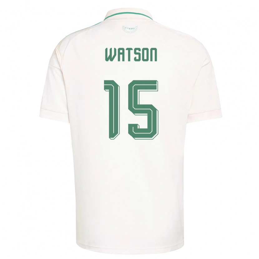 Danxen Niño Camiseta Gales Rhys Watson #15 Blanco Marrón Verde 2ª Equipación 26-28 La Camisa