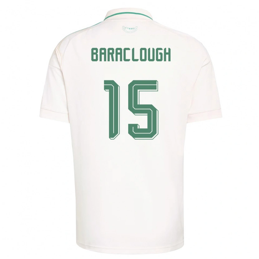 Danxen Niño Camiseta Gales Freddie Baraclough #15 Blanco Marrón Verde 2ª Equipación 26-28 La Camisa