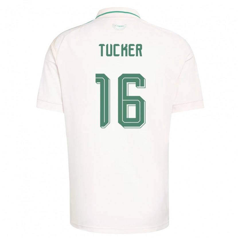 Danxen Niño Camiseta Gales Ali Tucker #16 Blanco Marrón Verde 2ª Equipación 26-28 La Camisa