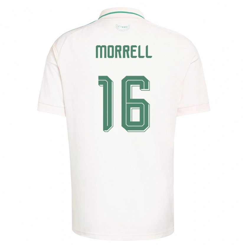 Danxen Niño Camiseta Gales Joe Morrell #16 Blanco Marrón Verde 2ª Equipación 26-28 La Camisa