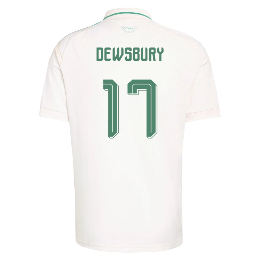 Danxen Niño Camiseta Gales Ollie Dewsbury #17 Blanco Marrón Verde 2ª Equipación 26-28 La Camisa