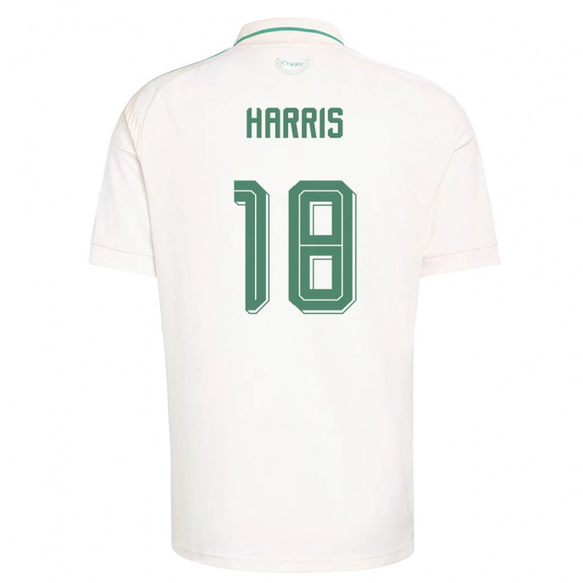 Danxen Niño Camiseta Gales Mark Harris #18 Blanco Marrón Verde 2ª Equipación 26-28 La Camisa