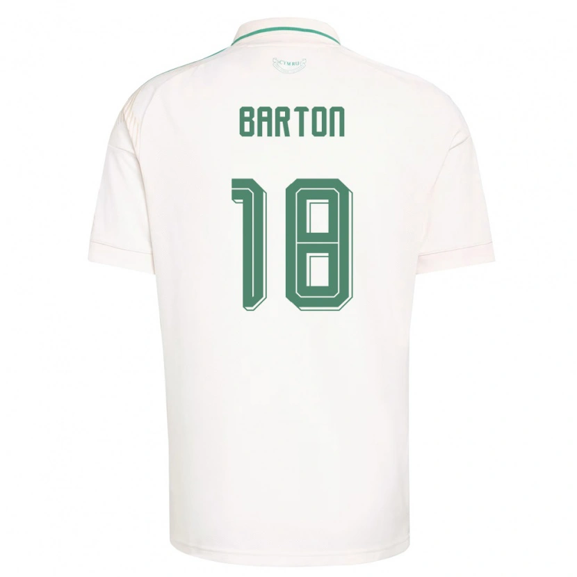 Danxen Niño Camiseta Gales Mannie Barton #18 Blanco Marrón Verde 2ª Equipación 26-28 La Camisa