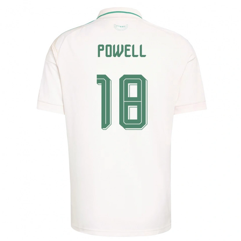 Danxen Niño Camiseta Gales Ella Powell #18 Blanco Marrón Verde 2ª Equipación 26-28 La Camisa
