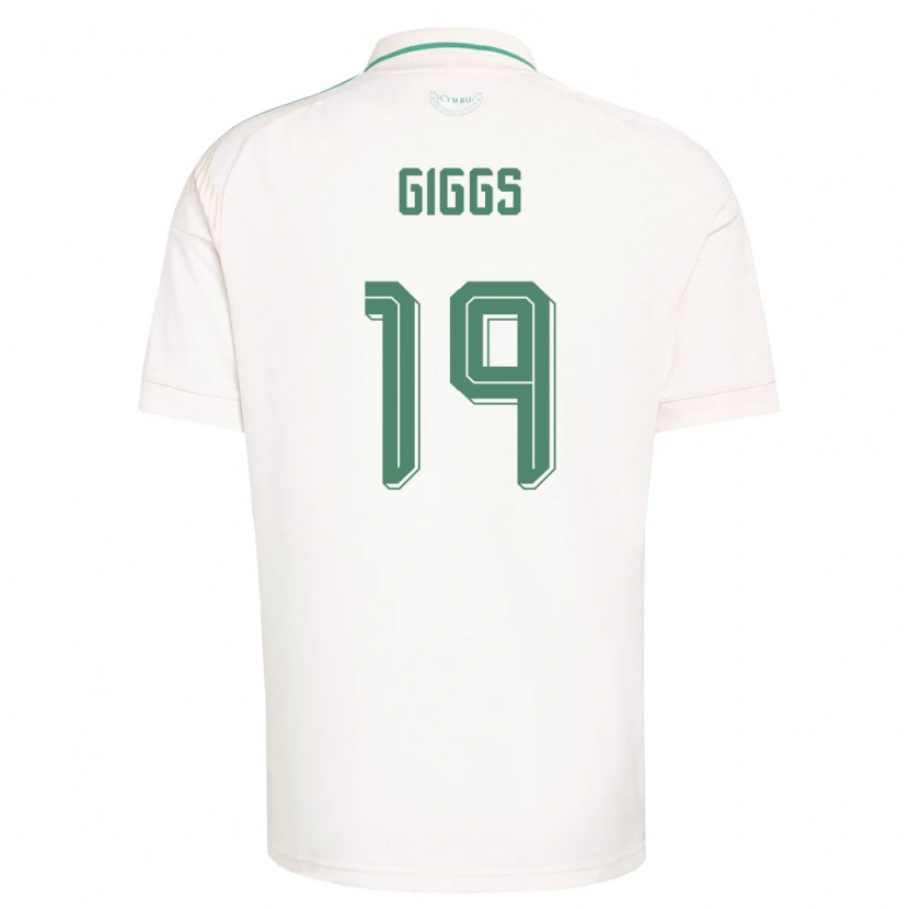 Danxen Niño Camiseta Gales Zach Giggs #19 Blanco Marrón Verde 2ª Equipación 26-28 La Camisa