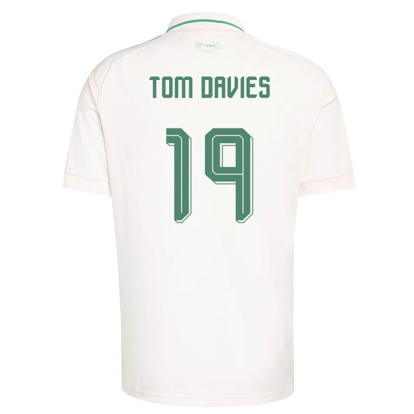 Danxen Niño Camiseta Gales Tom Davies #19 Blanco Marrón Verde 2ª Equipación 26-28 La Camisa