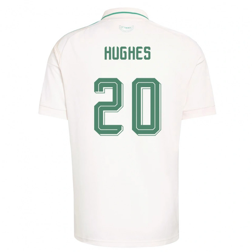 Danxen Niño Camiseta Gales Alffi Hughes #20 Blanco Marrón Verde 2ª Equipación 26-28 La Camisa