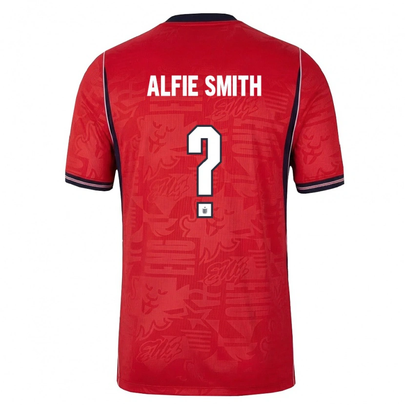 Danxen Niño Camiseta Inglaterra Alfie Smith #0 Rojo Marino Blanco 2ª Equipación 26-28 La Camisa