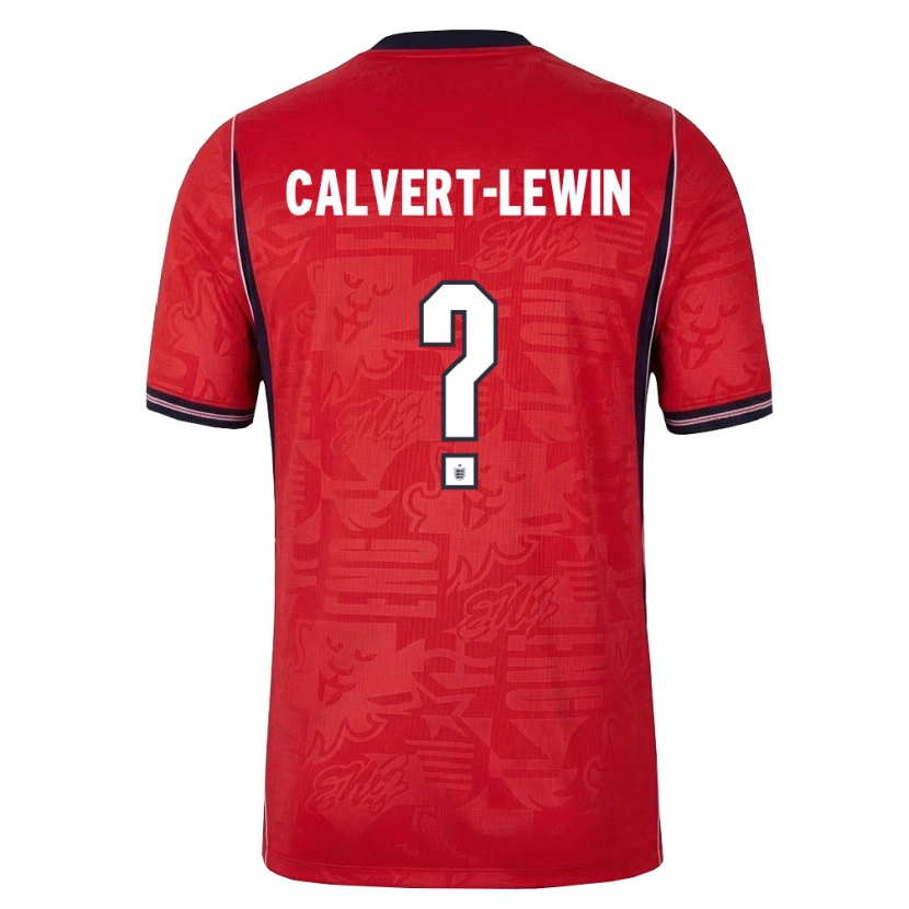 Danxen Niño Camiseta Inglaterra Dominic Calvert-Lewin #0 Rojo Marino Blanco 2ª Equipación 26-28 La Camisa
