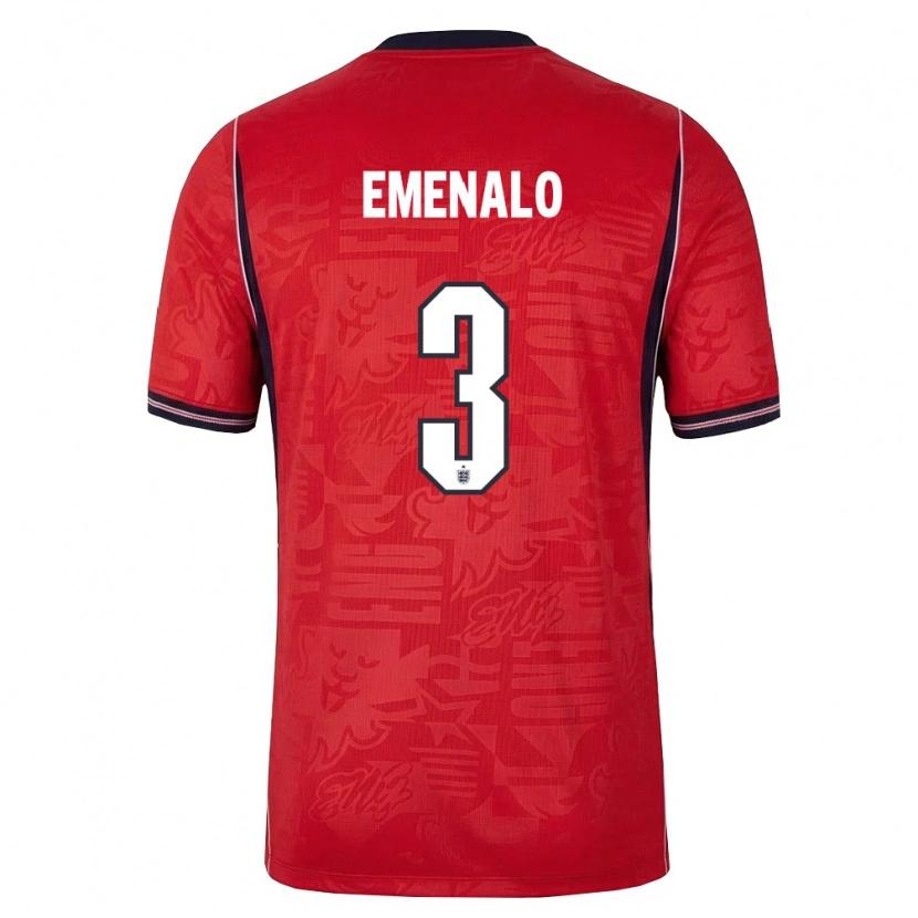 Danxen Niño Camiseta Inglaterra Landon Emenalo #3 Rojo Marino Blanco 2ª Equipación 26-28 La Camisa