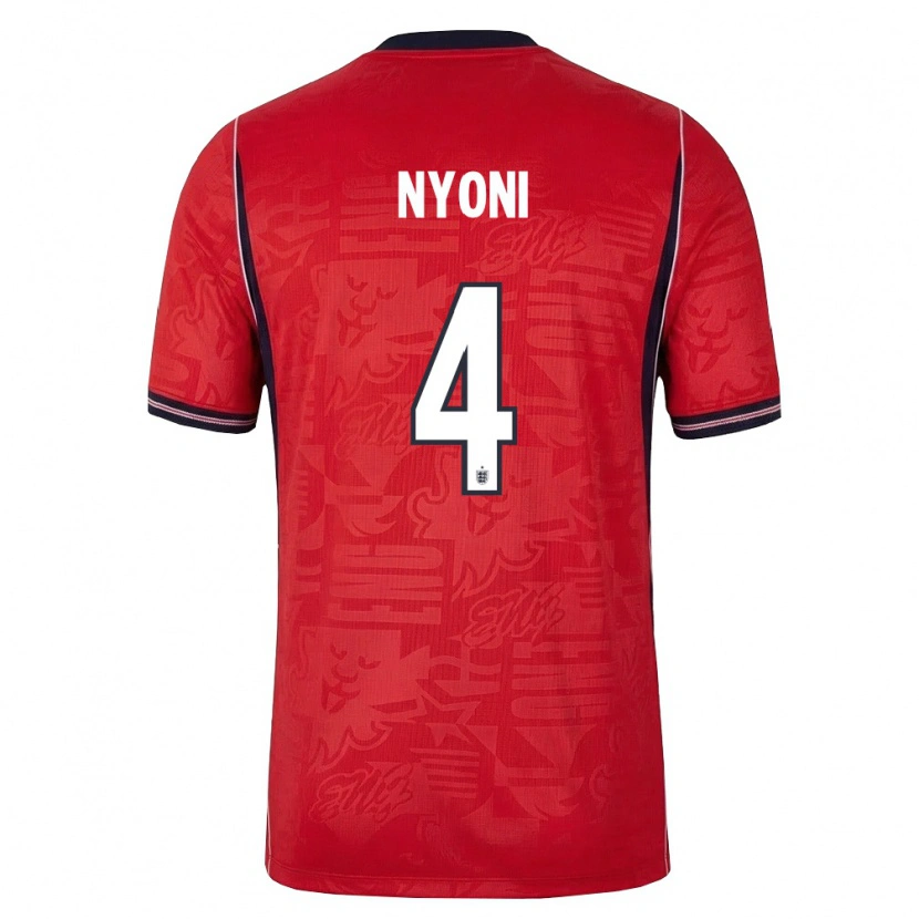 Danxen Niño Camiseta Inglaterra Trey Nyoni #4 Rojo Marino Blanco 2ª Equipación 26-28 La Camisa