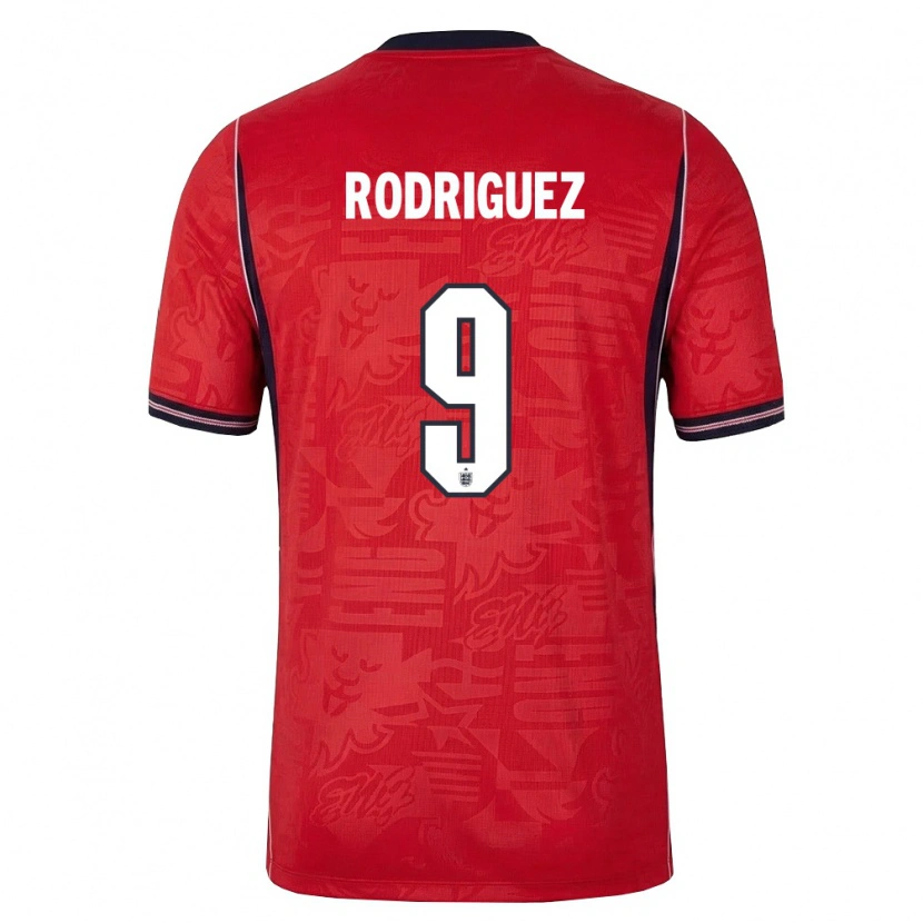 Danxen Niño Camiseta Inglaterra Alejandro Gomes Rodríguez #9 Rojo Marino Blanco 2ª Equipación 26-28 La Camisa