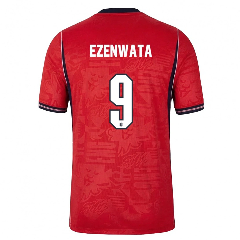 Danxen Niño Camiseta Inglaterra Chizaram Ezenwata #9 Rojo Marino Blanco 2ª Equipación 26-28 La Camisa