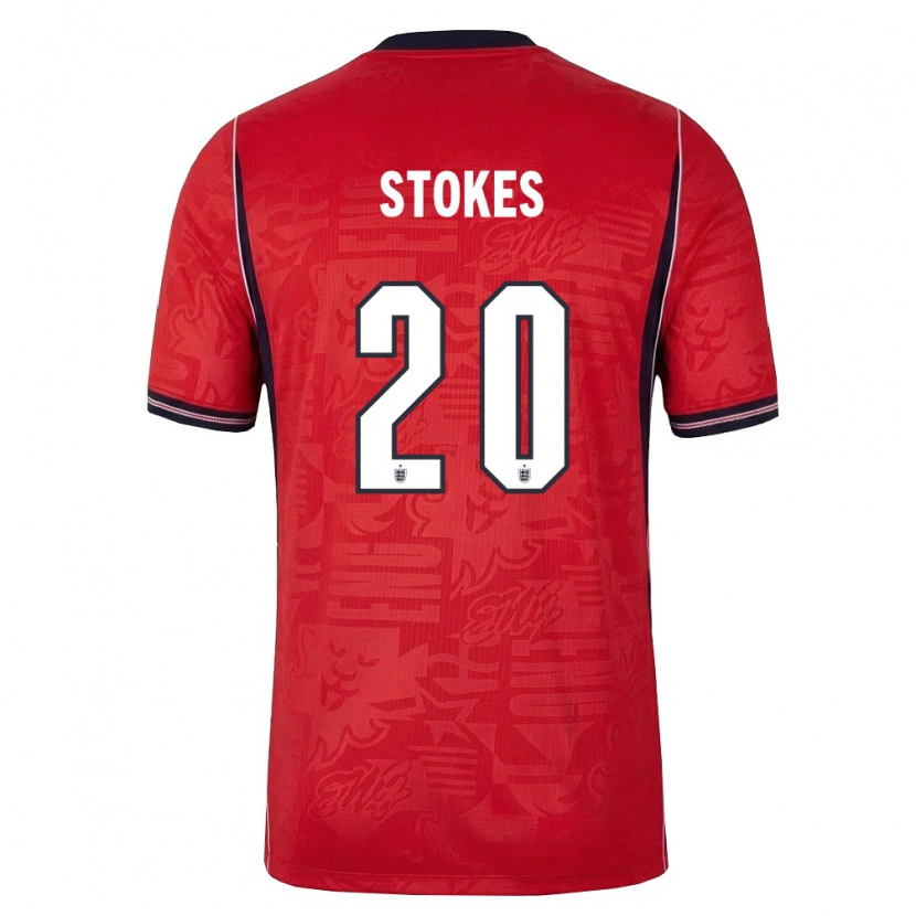 Danxen Niño Camiseta Inglaterra Demi Stokes #20 Rojo Marino Blanco 2ª Equipación 26-28 La Camisa