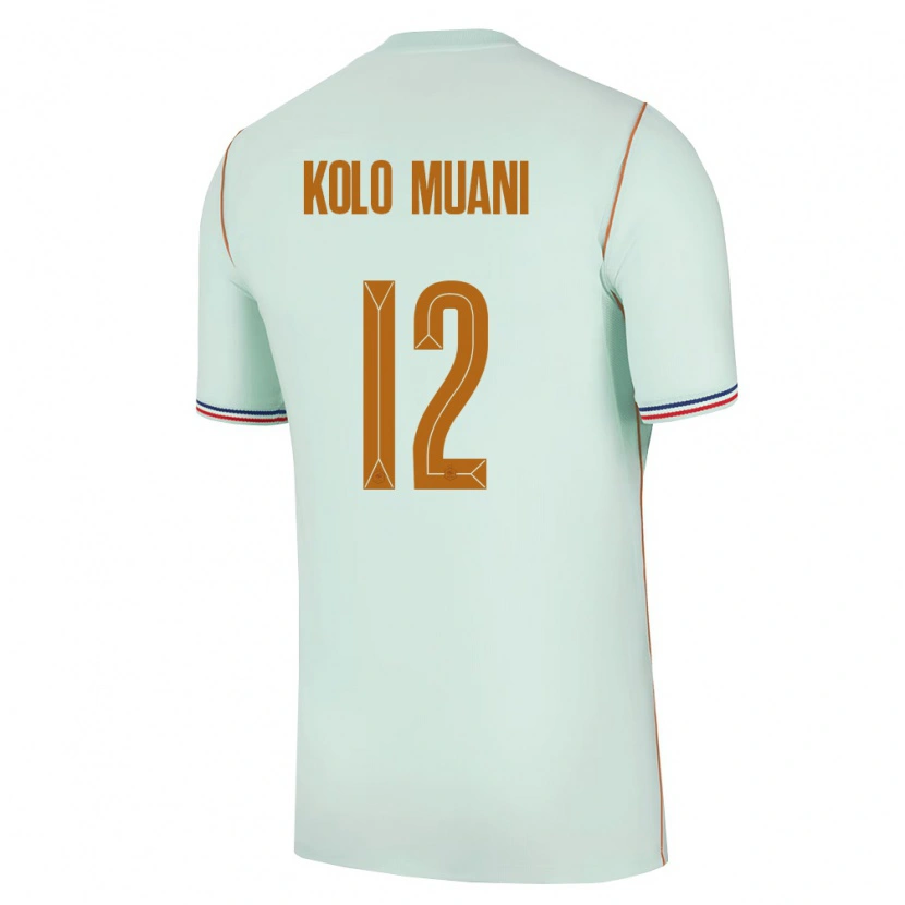 Danxen Niño Camiseta Francia Randal Kolo Muani #12 Verde Oro 2ª Equipación 26-28 La Camisa