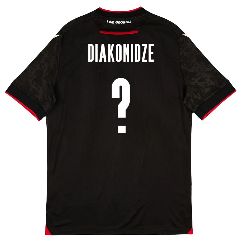 Danxen Niño Camiseta Georgia Shota Diakonidze #0 Negro Blanco Rojo 2ª Equipación 26-28 La Camisa