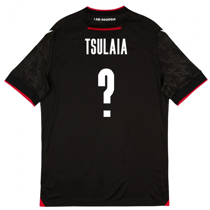 Danxen Niño Camiseta Georgia Luka Tsulaia #0 Negro Blanco Rojo 2ª Equipación 26-28 La Camisa