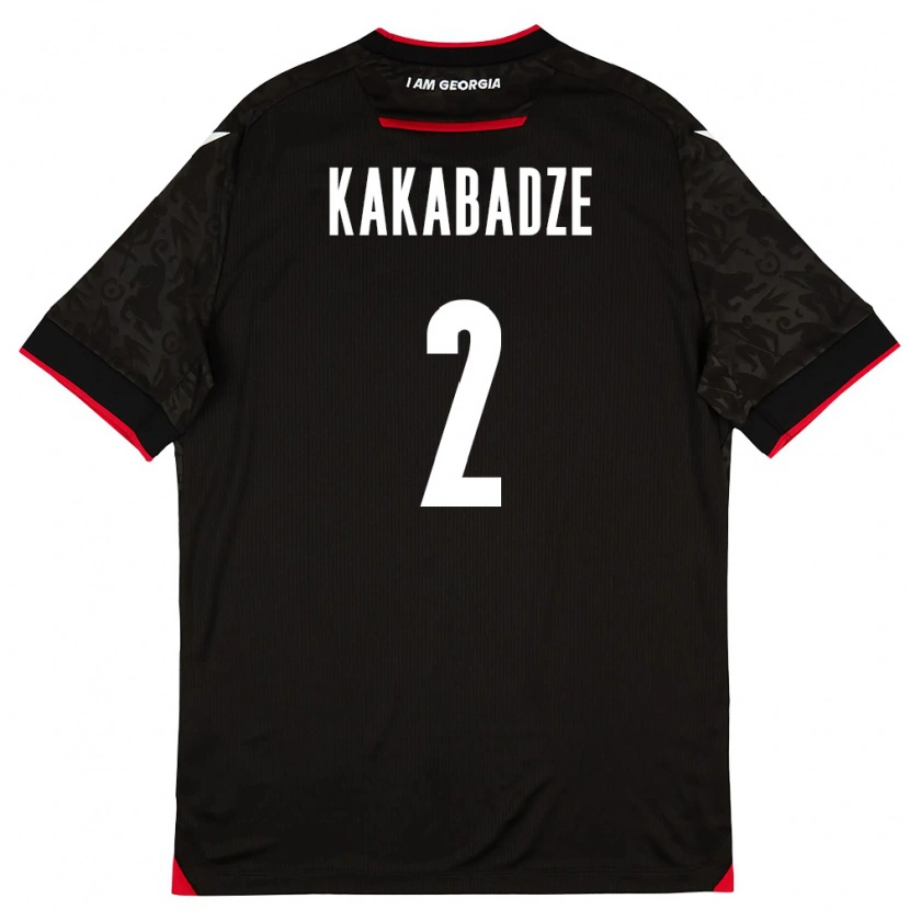 Danxen Niño Camiseta Georgia Otar Kakabadze #2 Negro Blanco Rojo 2ª Equipación 26-28 La Camisa