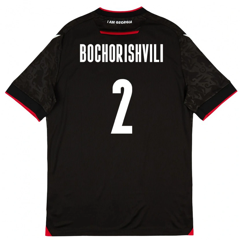 Danxen Niño Camiseta Georgia Nikoloz Bochorishvili #2 Negro Blanco Rojo 2ª Equipación 26-28 La Camisa