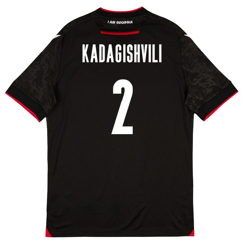Danxen Niño Camiseta Georgia Gvantsa Kadagishvili #2 Negro Blanco Rojo 2ª Equipación 26-28 La Camisa