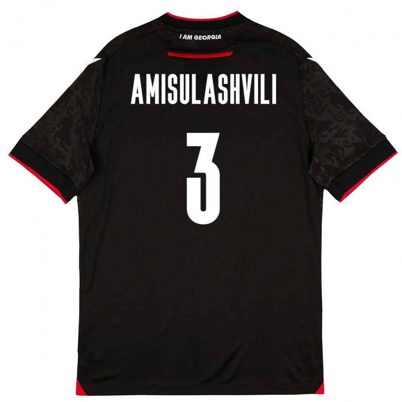 Danxen Niño Camiseta Georgia Aleksandre Amisulashvili #3 Negro Blanco Rojo 2ª Equipación 26-28 La Camisa