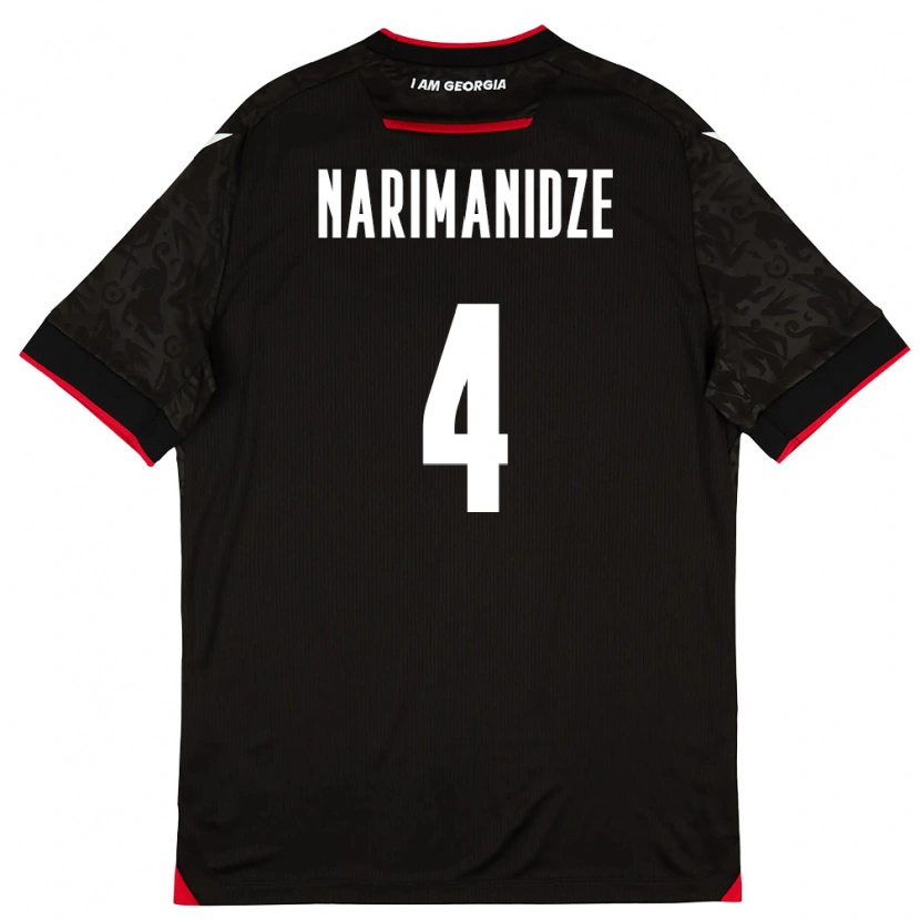 Danxen Niño Camiseta Georgia Aleksandre Narimanidze #4 Negro Blanco Rojo 2ª Equipación 26-28 La Camisa
