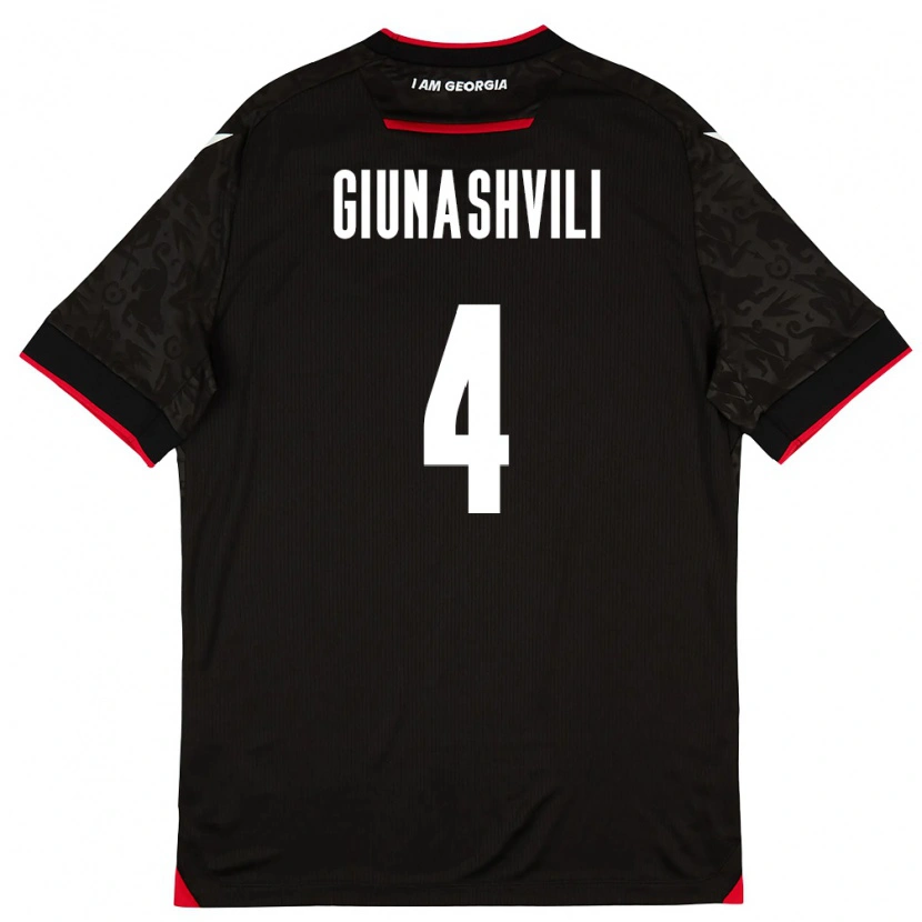 Danxen Niño Camiseta Georgia Akaki Giunashvili #4 Negro Blanco Rojo 2ª Equipación 26-28 La Camisa