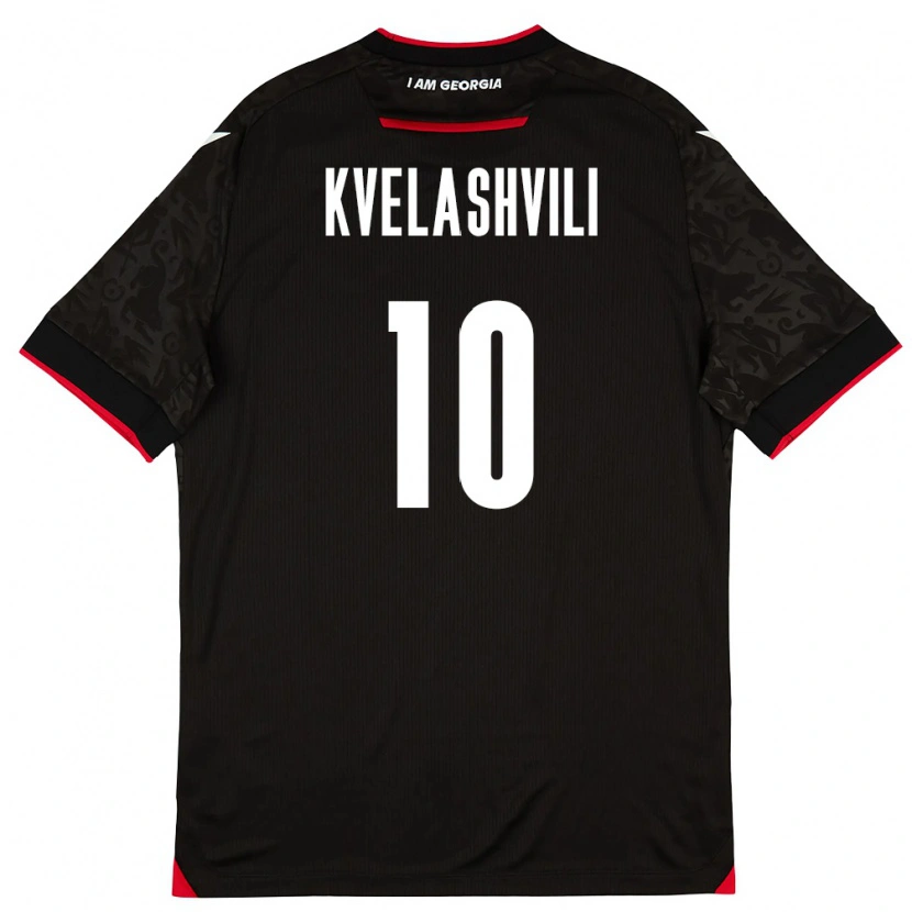 Danxen Niño Camiseta Georgia Nikoloz Kvelashvili #10 Negro Blanco Rojo 2ª Equipación 26-28 La Camisa